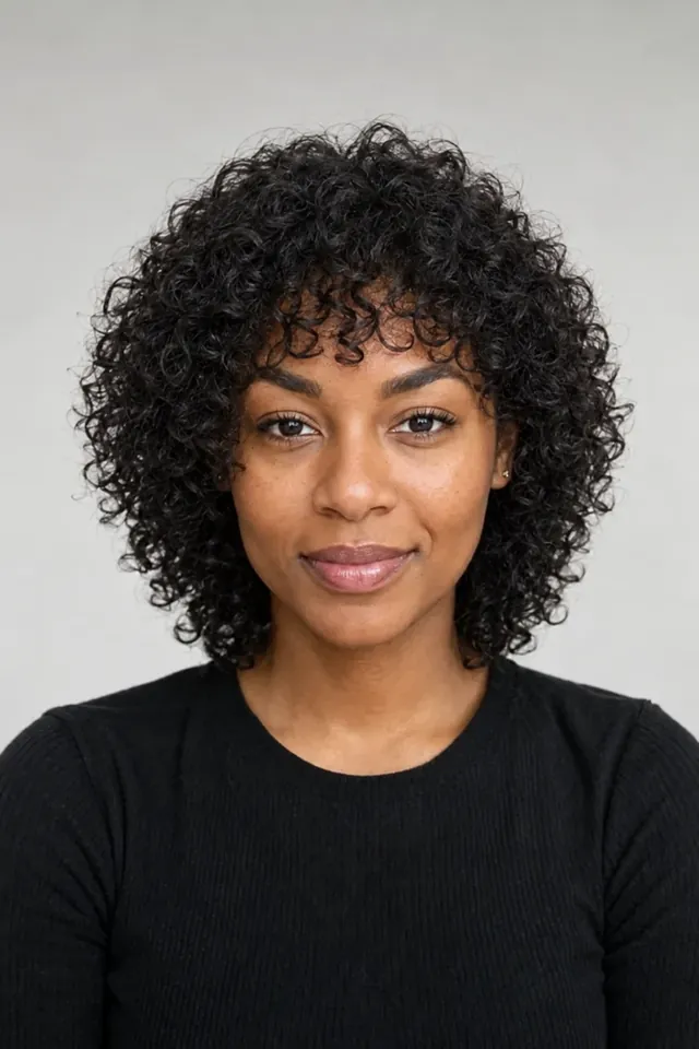 Curly shag on an AI-generated model
